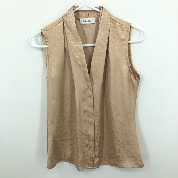 Calvin Klein Tops - Calvin Klein Gold Sleeveless Shirt Petite Small